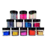 Kit 12 Cores Glitter Flocado Encapsular Decoração Unhas