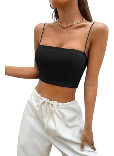 Crop Top Basico Morley/bando/slip Forrado Doble Tela Dama