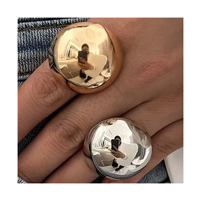 Set 2 Anillos Grandes Metálicos Estilo Retro Para Mujer Only