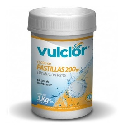 Cloro Pastillas Vulclor 200 Gr 1 Kg Vulcano Disolución Lenta