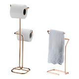 Kit Banheiro Lavabo Rose Gold 02 Peças, Papel Higienico