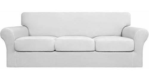 Funda De Sofa Easy-going Elastica De 4 Piezas Color Blanco