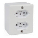 Tomada Dupla 10a 2p+t Sobrepor Box 250v Ilumi Para Casa Cor Branco