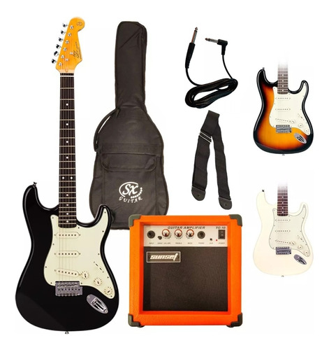 Guitarra Electrica Stratocaster Sx Fst62 + Ampli 10wts C/ Ac