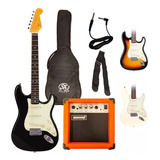 Guitarra Electrica Stratocaster Sx Fst62 + Ampli 10wts C/ Ac