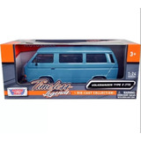 Motormax 1:24 Volskwagen Type 2 T3 Panel Van Azul Caja