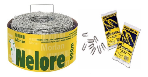 Kit Arame Farpado 500m 100% Galvanizado + 2kg Grampo Nelore