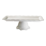 Travessa Centro De Mesa Cerâmica Branca 36cm Class Home