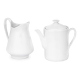 Bule Chá 1.300ml + Leitera 1.200ml Porcelana Café Da Manha