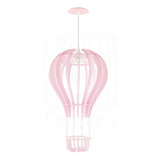 Luminária Pendente Madeira Balão 45cm Rosa Claro Infantil