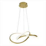 Pendente Lustre Dourado Moderno Led Infinito Design Curvas