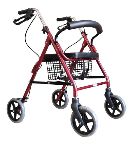 Andadera Ortopedica Rollator Asiento Silla Adulto Mayor Color Roja