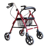 Andadera Ortopedica Rollator Asiento Silla Adulto Mayor Color Roja