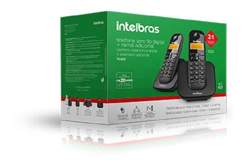 Kit 2 Telefones Sem Fio (1base+1ramal) Intelbras Ts3112 Novo