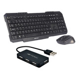 Kit Teclado + Mouse S/ Fio + Hub 4p - C3 Tech