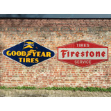 2 Placas Decorativas Garage Retro Goodyear E Firestone 