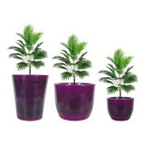 3 Vasos Planta Decor Luxo Cone Bojo Grande Liso Com Prato