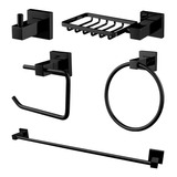 Kit Acessorios Banheiro Inox 304 Lavabo Conjunto Preto Fosco