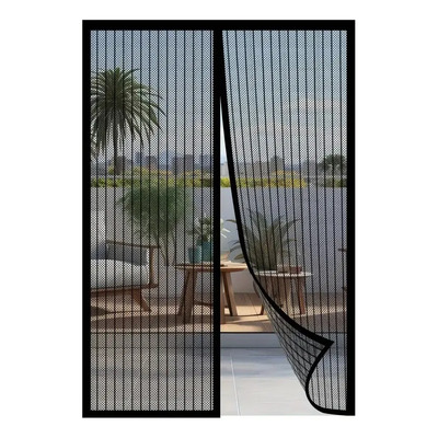 Cortina Mosquitera Magnética Para Puerta 210x100 Cm Negro | Envío gratis