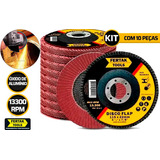 10 Discos De Lixa Flap Disc 4.1/2 - Grão 120 Cor Lixa Vermelha