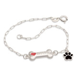 Pulseira Prata 925 De Lei I Love My Dog Pata Osso Cachorro