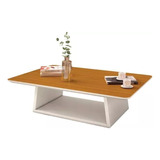 Mesa De Centro Retangular 109x68x30 Holambra Edn Móveis Cor Off White/ Cedro