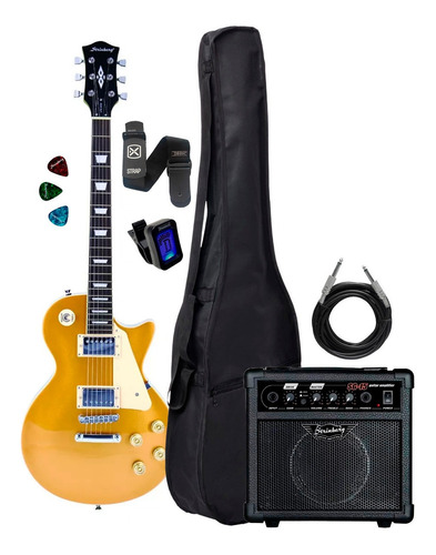 Kit Guitarra Gold Lps 230 Gd Capa Cubo + Acessorios Completa