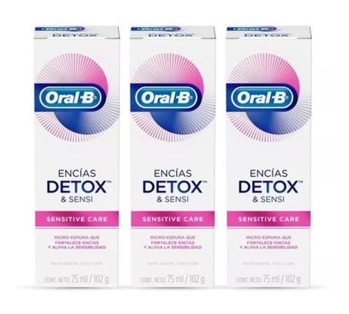 Pack 3 Unidades Pasta Dental Oral B Sensitive Care Encías Detox 225ml