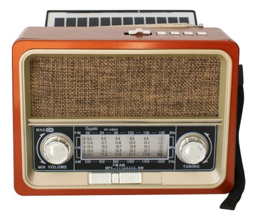 Bocina Bluetooth Vintage Radio Am/fm Y Linterna, Carga Solar