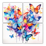 100x100cm Cuadro Abstracto Duradero Mariposas De Colores En 