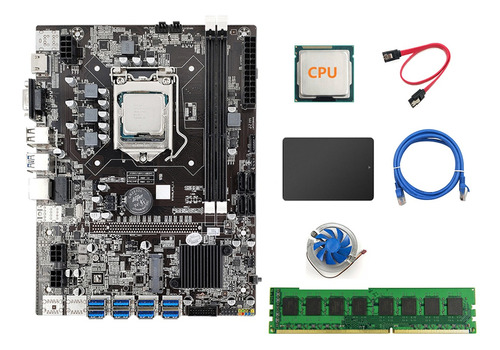 Placa Madre B75 Mining+ventilador+4g Ddr3 Ram+120g Ssd+cable