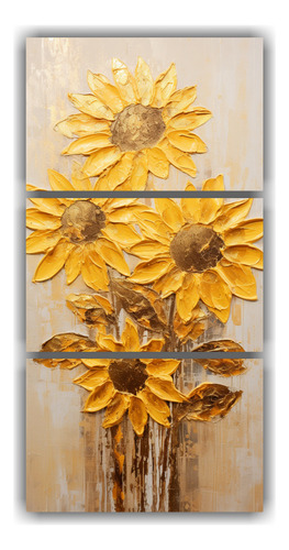 45x90cm Pintura Al Estilo Estilo Óleo De Girasoles Dorados 