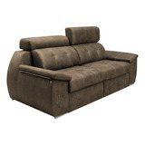 Sillón Sofa Para Living 2 Cuerpos Chenille Ecocuero - Dubai Color Negro