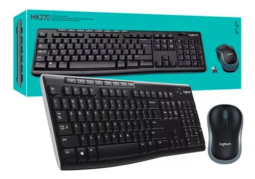 Kit Teclado E Mouse Logitech Mk270 Sem Fio Preto Abnt2