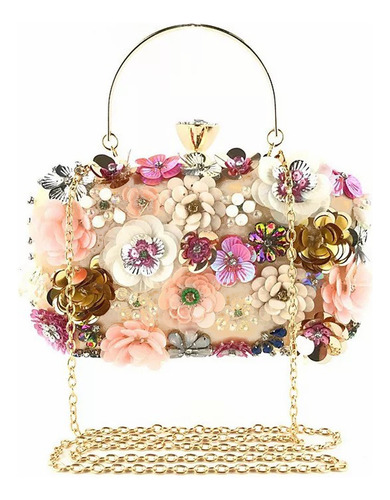 Mujer Moda Floral Noche Bolso De Fiesta De Embrague Monedero