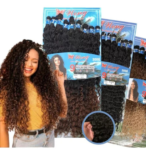 Cabelo Orgânico Cacheado Tela 80cm 320gr Weng Fecha 1 Cabeça