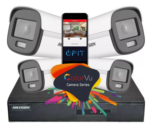 Kit Seguridad 4 Camaras Colorvu + Dvr Hikvision 1080 Lite