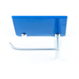 Porta Papel Higiênico Para Banheiro Em Vidro Azul