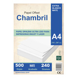 Papel Opalina A4 240gr Chambril Impresoras Inkjet Laser X500