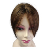 Aplique Cabelo Humano Topper Frontal Cast Escuro Franja Wig