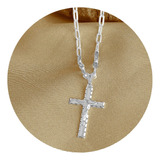 Cordão Cartier 70cm A Prata 925 + Pingente Cruz Com Cristo 