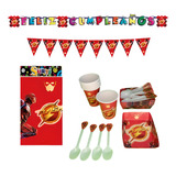 Kit Decoracion Completo Vasos+platos Flash 12niños