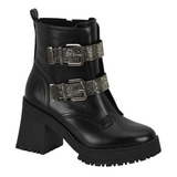 Bota Feminina Coturno Vizzano Salto Grosso 3091.103 Preto