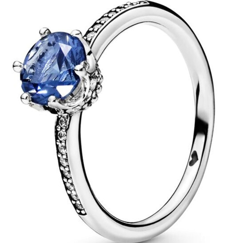 Anillo Pandora Corona Deslumbrante Azul + Kit De Regalo