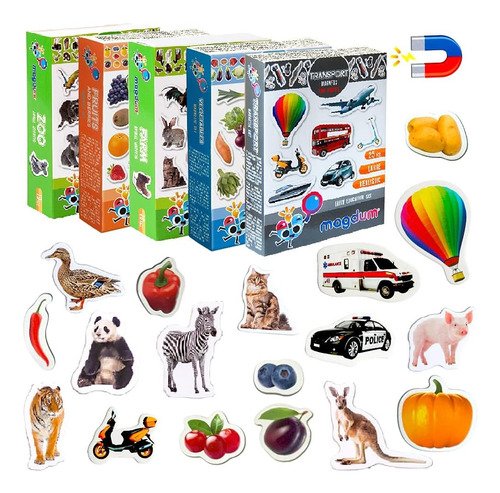 Imanes Para Refrigerador De Comida Animales Educativo Juego