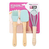 Kit Confeiteiro Colher Espátula Pão Duro Pincel De Silicone