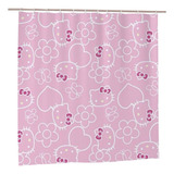 Diez Cortina De Ducha De Hello Cat Kitty Rosa Con Diseno De