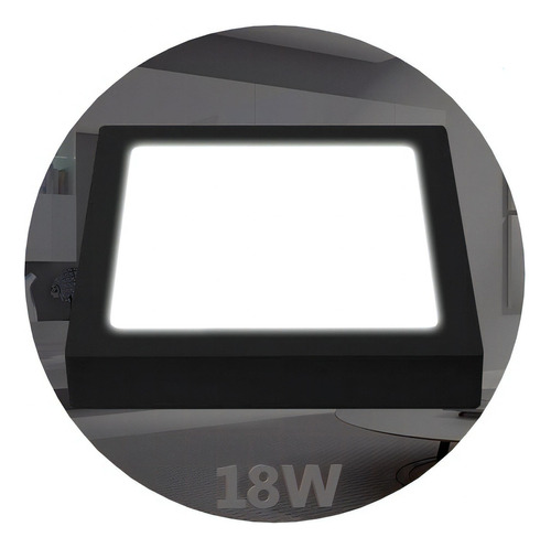 Plafon Led Cuadrado Aplicar 18w Panel Borde Negro Exterior Color De La Luz Blanco Frío