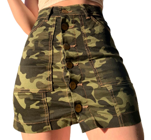 Minifalda Cargo Gabardina Estampado Camuflado  T 36 Al 46