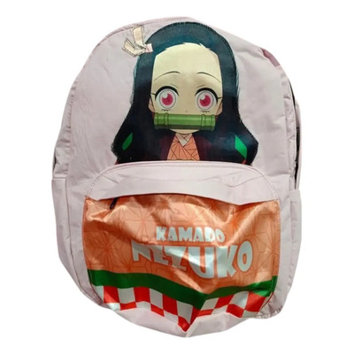 Mochila Escolar Nezuko Kamado Rosa Estampado